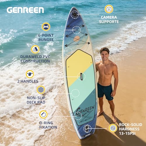 Image of Inflatable Stand-Up Paddle Boards - Available 32 inch /33 inch /34 inch Widths Inflatable Paddle Board with SUP Accessories, Camera Mount, Basic All-Around SUP Board for All Skill Levels, Up to 450lbs