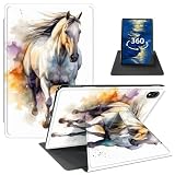 GFRGTFHYT for iPad Air 13 Inch Case M2 (2024) with 360 Degree Rotating Swivel Slim PU Leather Shockproof Protective Adjustable Stand Smart Cover with Auto Wake/Sleep for iPad Air 13,Watercolor Horse