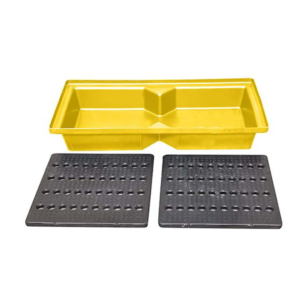 Plast'Up Rotomoulage Bac de rétention jaune 70l empilable avec caillebotis PEHD