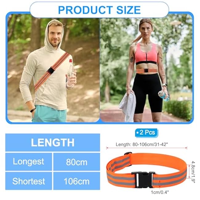 PATIKIL Adjustable Reflective Running Belt, Glow Pt Belt Sash for Cycling Walking