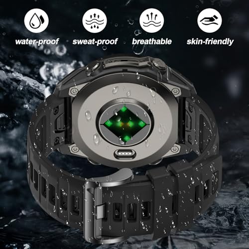 Image of 26mm Watchbands Compatible With Garmin Fenix 8 Pro /Quatix 8 51mm /Fenix 7X Pro /7X /6X Pro /6X /5X Plus /5X /3 HR,Silicone Quick-Fit Strap for tactix 8 51mm /7 pro /Enduro 3 2 /Descent Mk3i-51mm /Mk2i