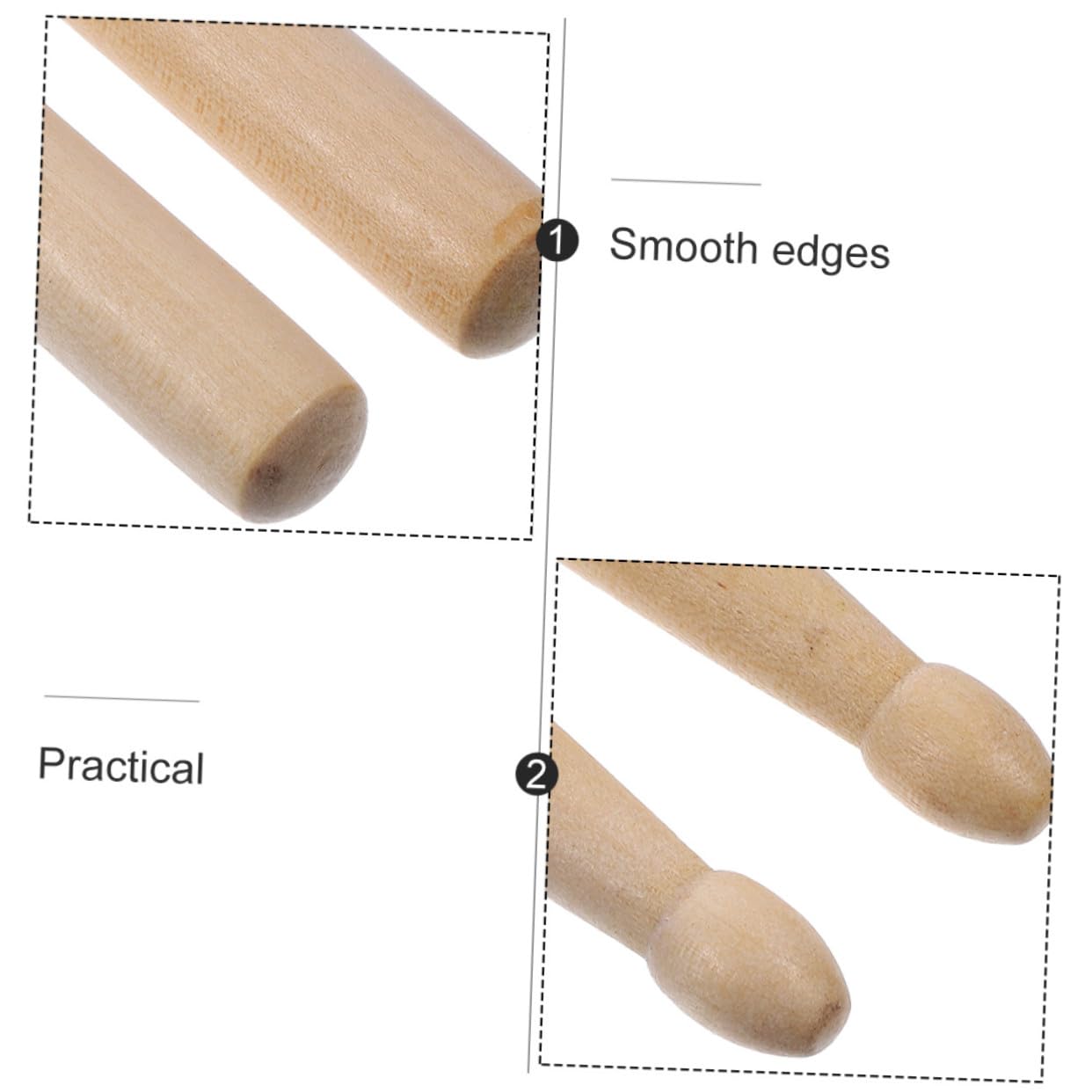 Milisten 12pares Baquetas de Jazz para Batería de Madera con Punta Redonda para Practicar Casa Bandas Escolares Suministros para Percusión