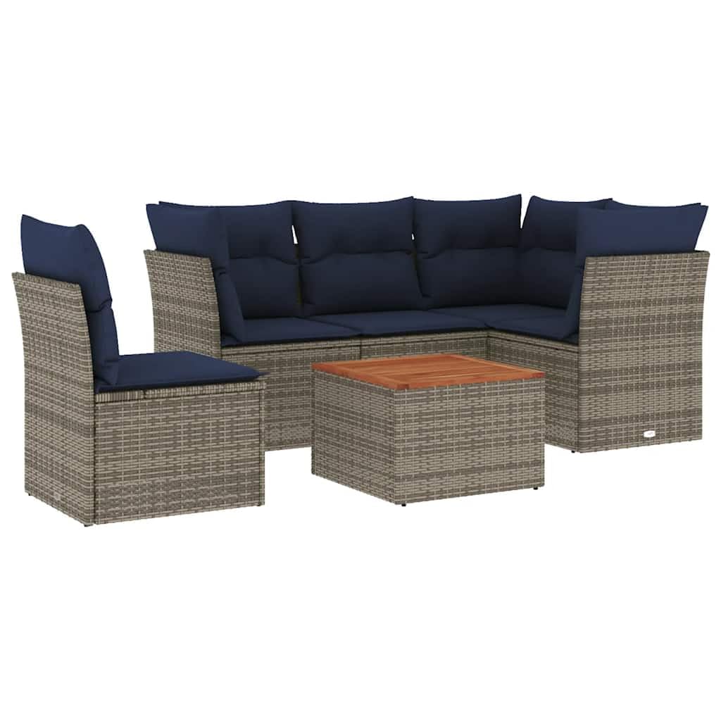 Salon de Jardin Gris Résine Tressée vidaXL : Ambiance Cosy pour vos Canapés de Terrasse 6 pcs