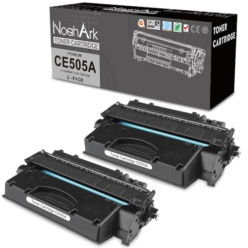 NoahArk Compatible para HP CE505A 05A Cartuchos de Toner para LaserJet P2030 P2035 P2035n P2050 P2055 P2055d P2055dn P2055x, Pro M401dn M401dne M401dw MFP M425dn M425dw, 2300 Páginas (2 Negro)