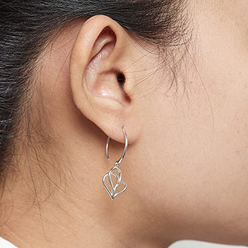 Boma Jewelry Sterling Silver Polished Twisting Heart Pull Through Hoop Earrings2