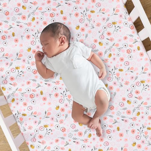 Image of Lambs & Ivy Little Garden 3-Piece Embroidered Floral Baby Crib Bedding Set