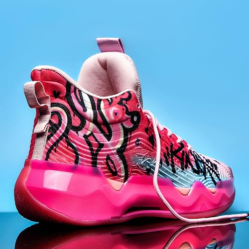 Image of Men's High-Top Basketball Shoes Anti-Slip and Wear-Resistant Soles Running Shoes Graffiti Design Fashionable Sports Shoes