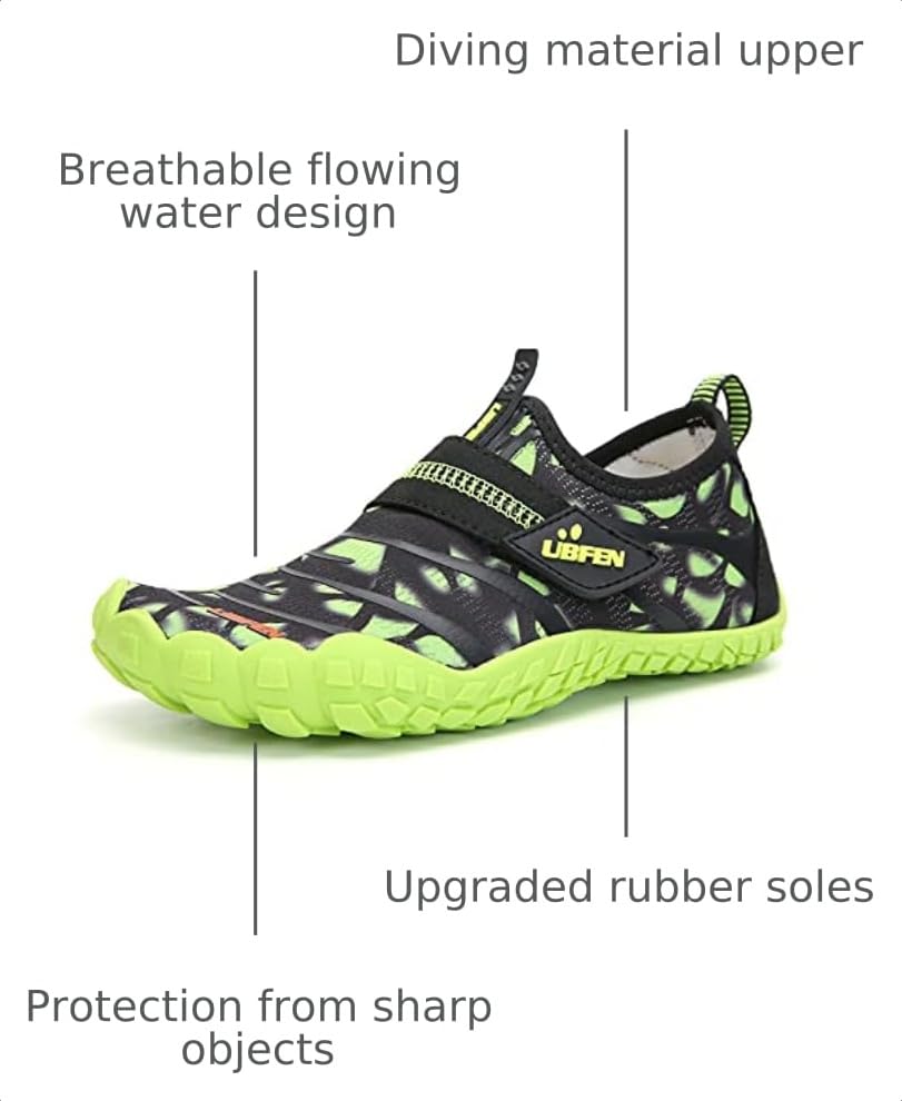 Image of UBFEN Kids Water Shoes for Boys Girls Quick-Dry Swim Aqua Socks | Lightweight, Barefoot-style, Perfect for Water parks, Beach, Pool, Kayak, Creek Hiking, Camping, Toddler, Little Kid, Big Kid