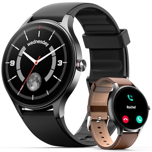 Montre Connectée Homme Femme Rond(2 Bracelets), 1.27