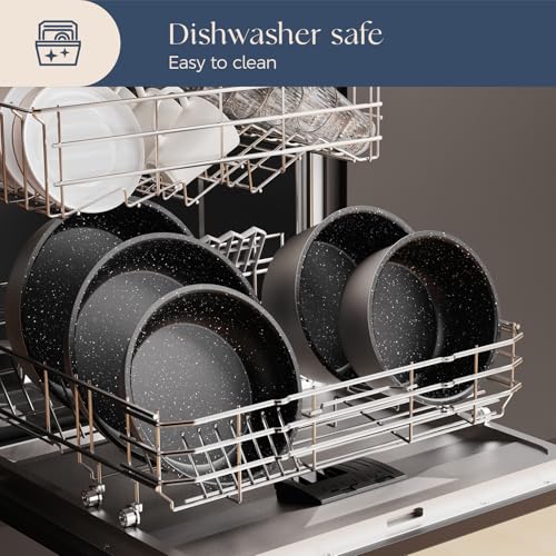 Non Stick Pots and Pans Set 17 Piece, Induction Hob Pan Set, Nonstick Removable Handle Kitchen Cookware Sets, Pot Set, Frying Pans Sets, Saucepan Sets with Lids - Image 6
