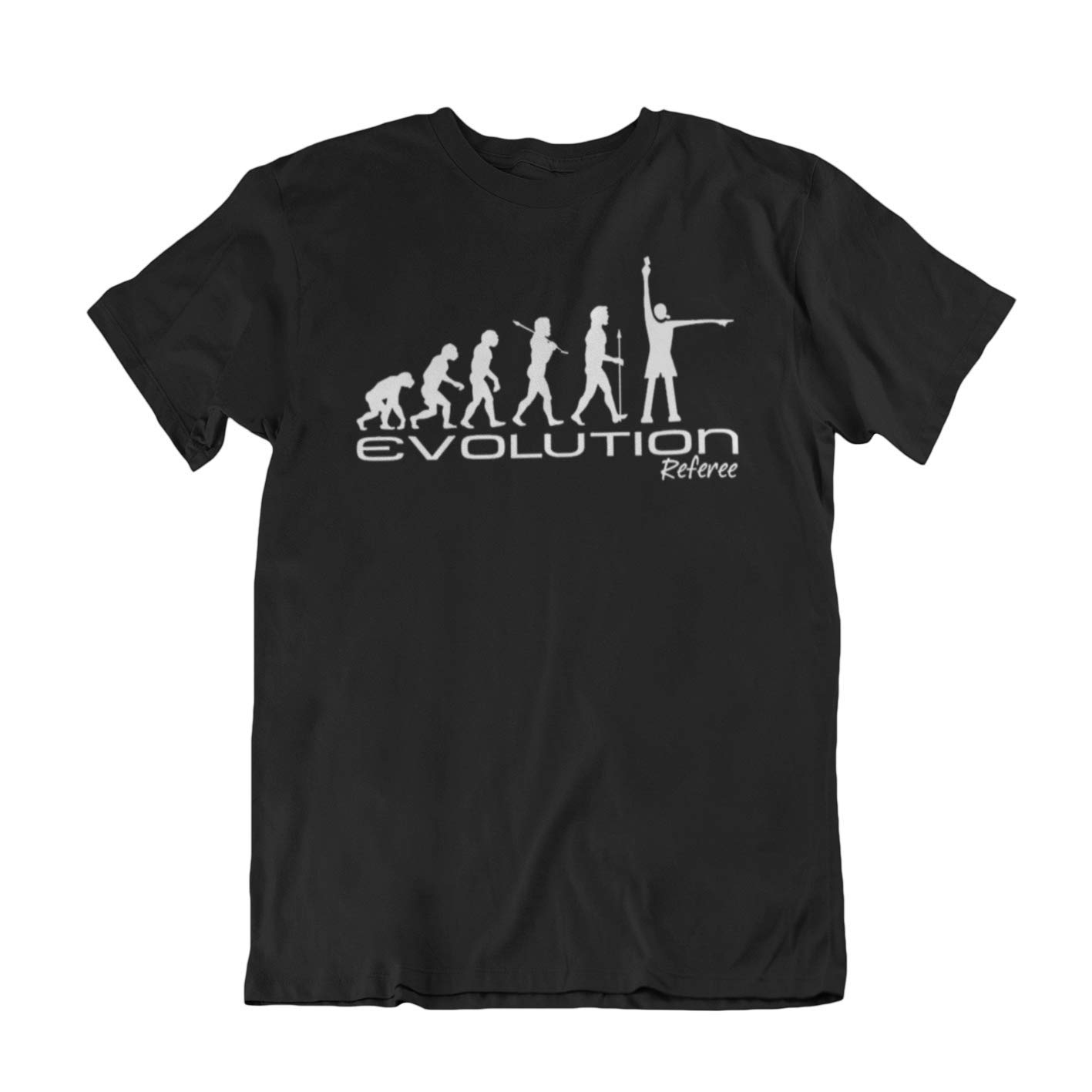 Jonny Cotton Men's Black Evolution Of A Referee - Football Rugby Hobbie Novelty T-Shirt (Large, )
