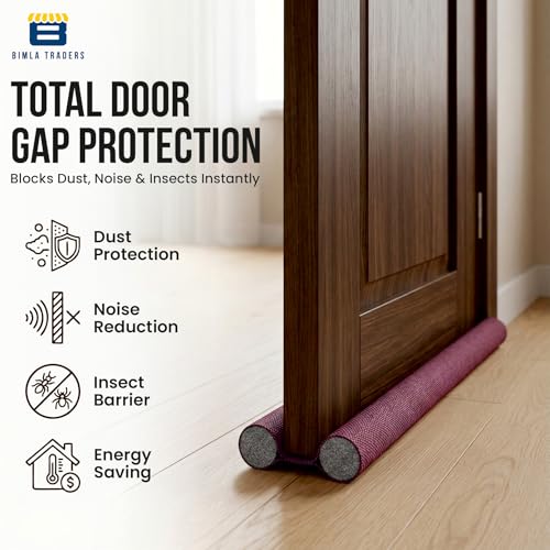 Image of Door Draft Stopper PVC Size 39Inch | Under Door Dust & Noise Blocker | Cold & Heat Insulation Strip | Door Gap Sealer for Home Doors & Windows | Easy Install | Red | Pack of 1