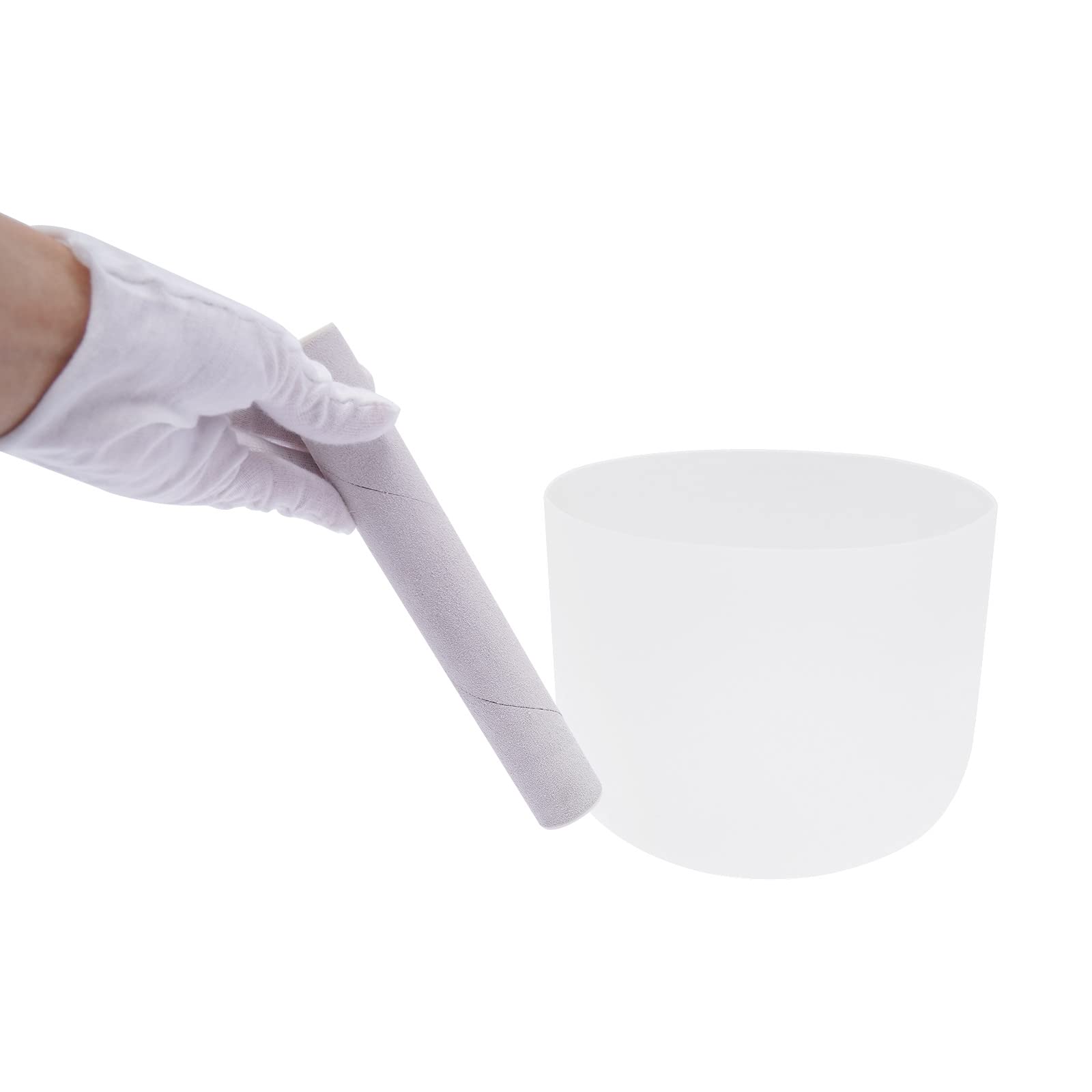 Campana tibetana in quarzo, 20,3 cm, bianca, 432-440 Hz, con bacchetta e anello in silicone, per meditazione, terapia del suono, yoga, set di campane tibetane in cristallo fatte a mano