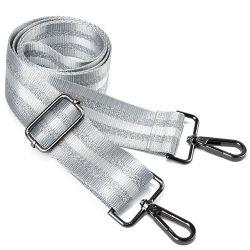 Image of LVYOUME Purse Strap Silver Hardware Wide Bag Straps Replacement Crossbody Adjustable Shoulder Strap for Purses