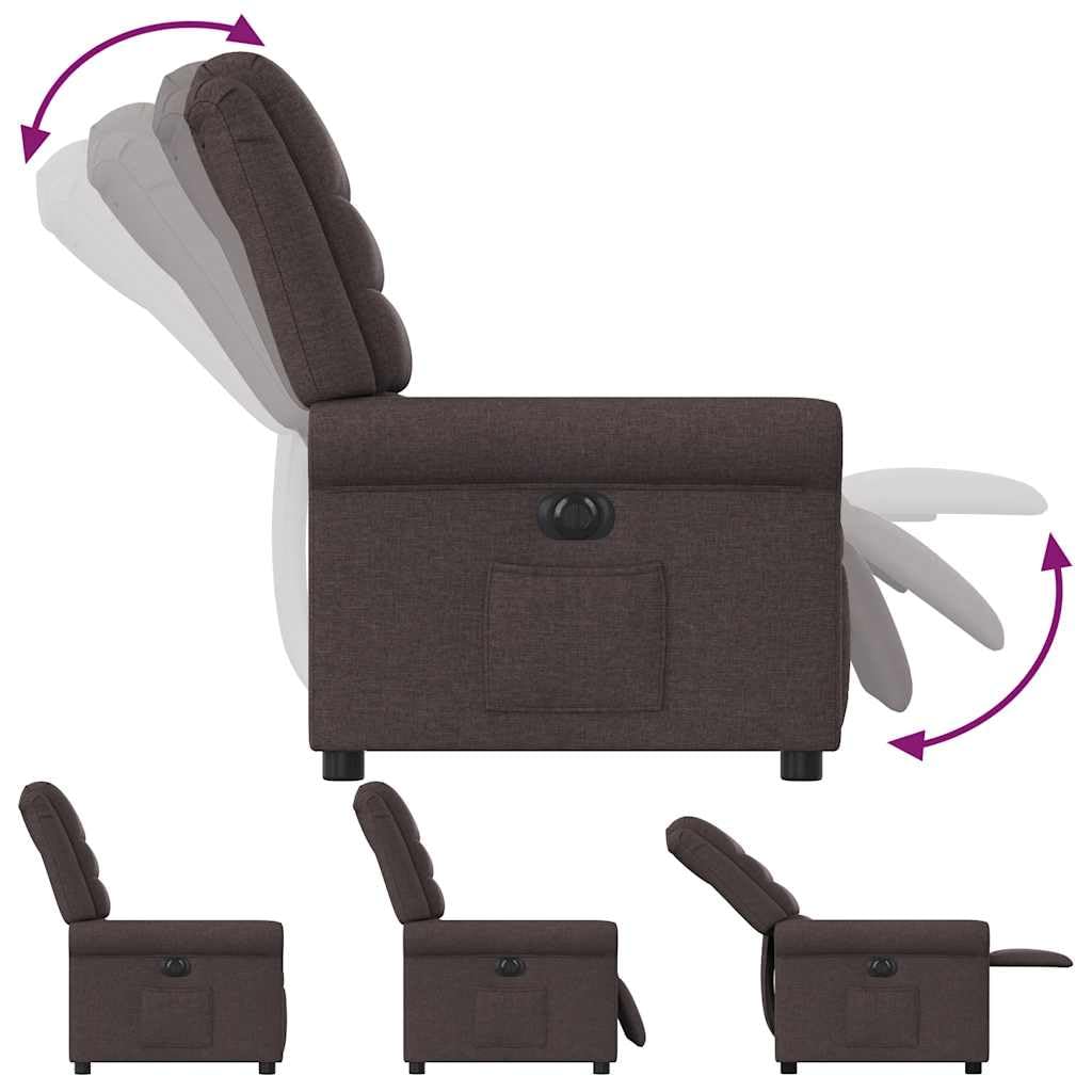 Generico Poltrona Elettrica Reclinabile Marrone Scuro in Tessuto,Mobili,Sedie,Poltrone,Marrone,22.3 kg,3303299