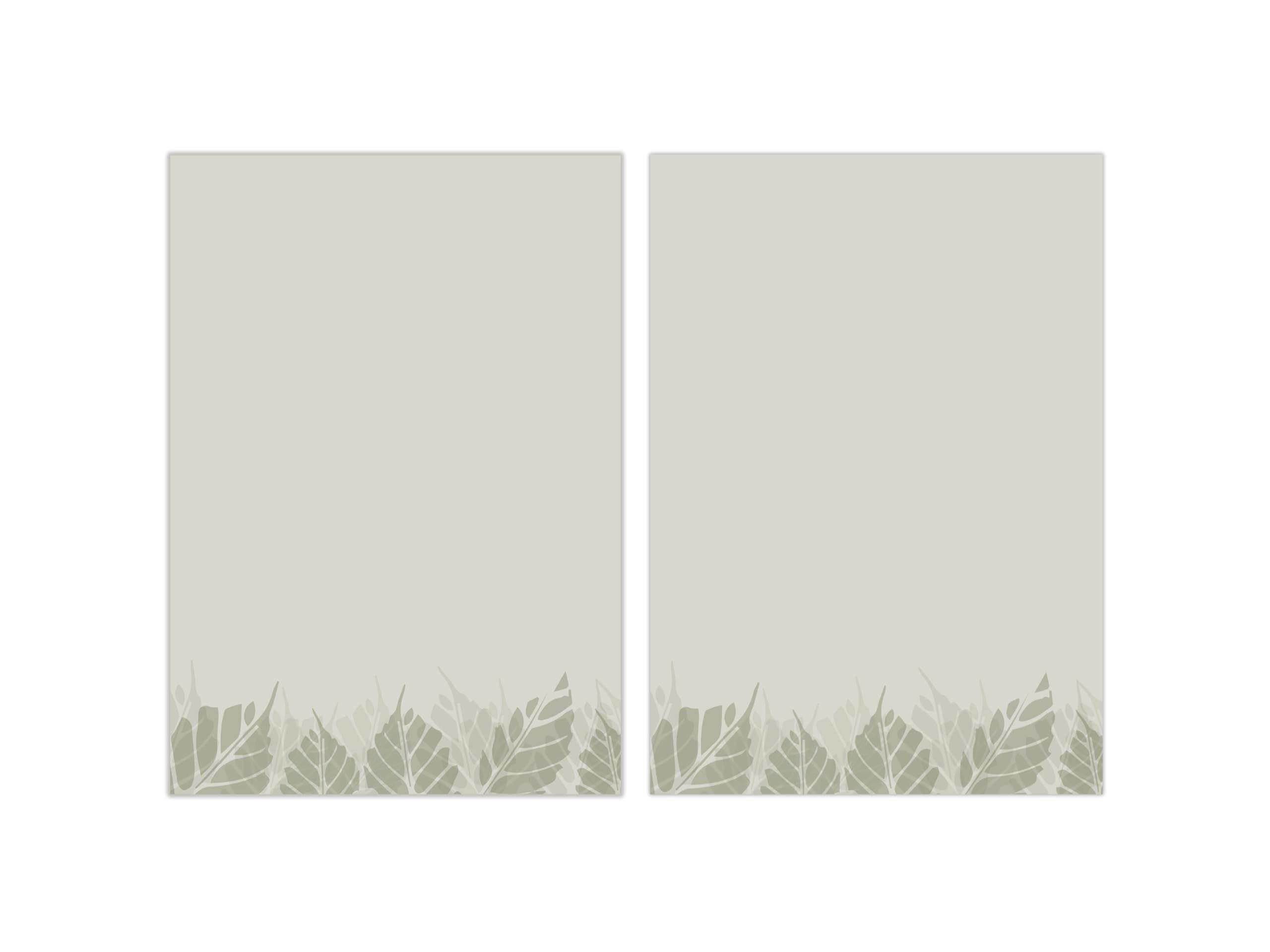 Briefpapier-Set 250 Briefbögen DIN A4 + 250 Umschläge DIN-lang ohne Fenster haftklebend - Papier beidseitig beschriftbar und bedruckbar für Taufe Kommunion Firmenpost naturelle hellgrüne Blätter