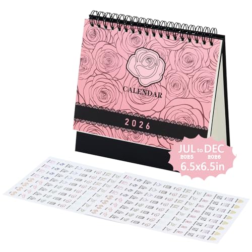 Calendario de escritorio 2025-2026 pequeño organizador de papel de 18 meses con soporte