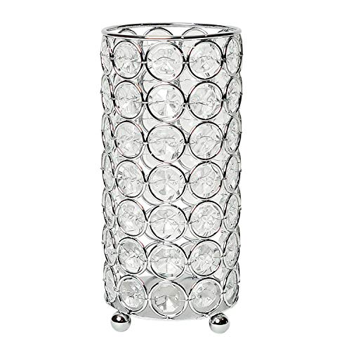Elegant Designs HG1002-CHR Elipse Crystal Decorative Flower Vase, Candle Holder, Wedding Centerpiece, 6.75 Inch, Chrome