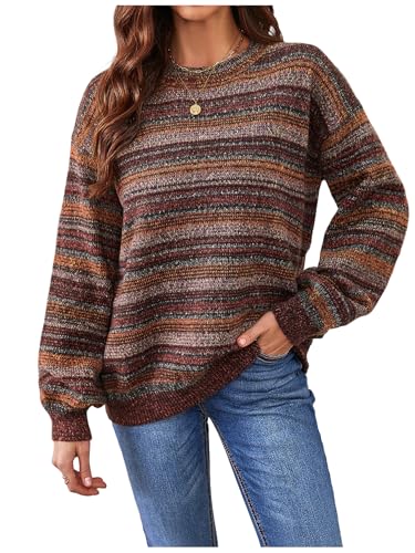 Image of MakeMeChic Women's Striped Sweaters Halloween Vintage Grandpa Sweaters