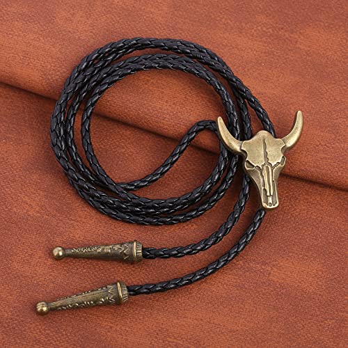 Image of HUABOLA CALYN Native American Bolo tie Rodeo Cowboy Leather Necktie Western Bolo ties for Men Women Necktie for Concert Fans