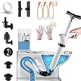 FTKINGDER 9 in 1 White Air Pressure Plunger Kits,Air Drain Blaster Gun Plunger High Pressure with 5 Heads,Dashboard Barometer,Sewer Toilet Kitchen Sink For Clogged Toilet Kitchen (ABS)