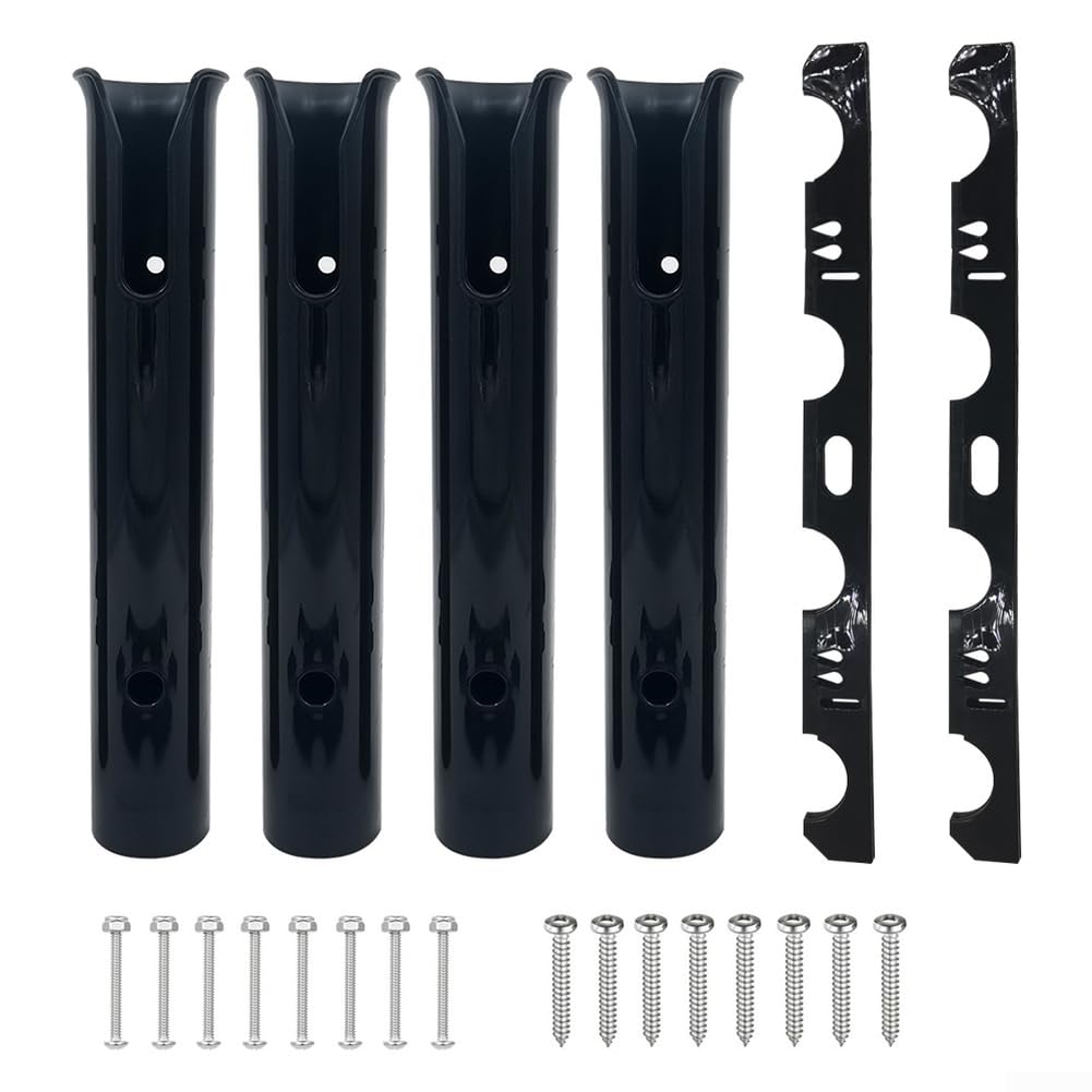 Supporto per canna da pesca a 4 montanti per barca e yacht, in plastica resistente, con viti, compatto per attrezzatura da pesca kayak, 475 x 305 mm