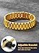 U7 Men Wrist Bracelet with Chain Detaching Device, 18K Gold Plated 15MM Wide Cool Watchband Link Masculine Bracelets Adjustable Length 20-22CM