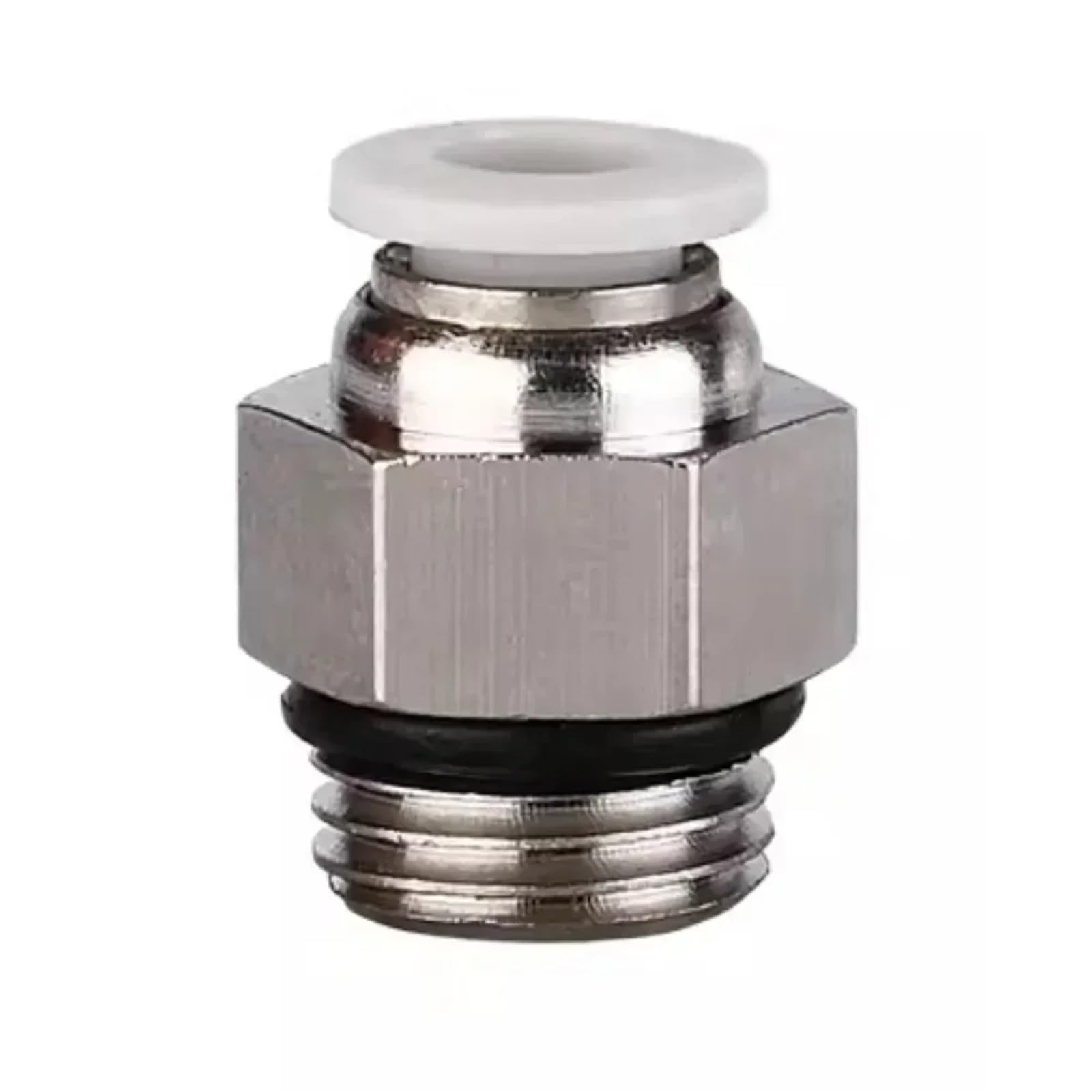Raccord pneumatique coudé 6mm filetage 1/4 BSPP blanc pour tube à pousser