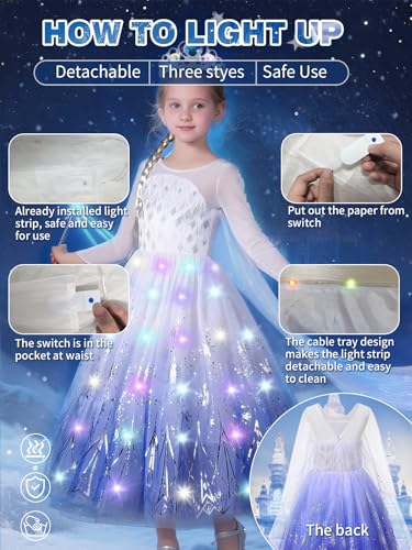 Vestido princesa luminoso para niñas con accesorios miniatura 2