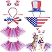 JaGely 6 Pcs 4th of July Dog Costume Set Top Hat American Flag Bow Tie Collar Headband Tutu Skirt Bandana 250th Anniversary Pet Clothes for Independence Day National Day Parades Patriotic Celebrations