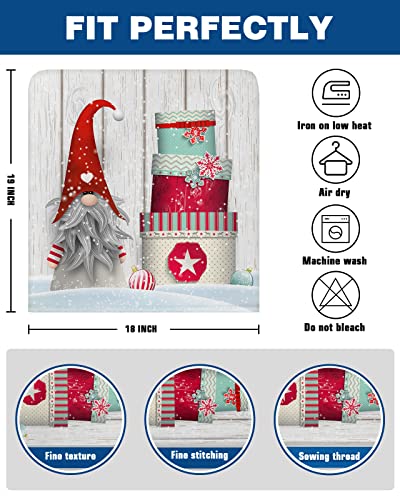 Gredice 4 Pcs Dining Chair Slipcovers Christmas Dwarf With Snowflake Balls,Removable Chair Back Covers Farm Rustic White Wood Grain Chair Protector For Home Kitchen Dining Room Holiday Party Decor #TOP5