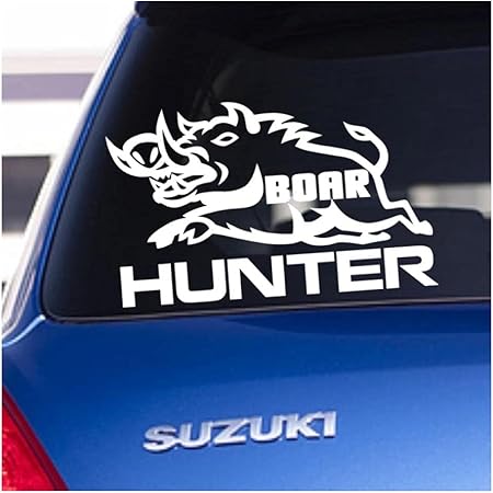 Amazon 車 ステッカー cmハントイノシシ猟犬ショットガンステッカー中空ステッカーハンター車の窓ビニールデカール面白いポスターオートバイ ステッカー デカール 車 バイク