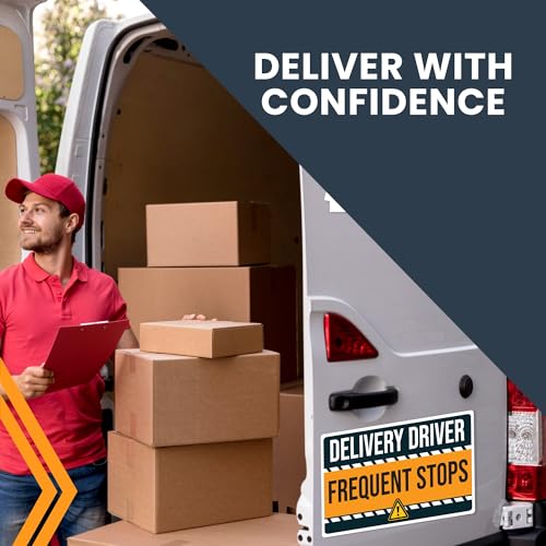 Image of Magnet Me Up Caution Frequent Stops Delivery Driver Magnet Decal, 5x8 inch, Heavy Duty Automotive Magnet for Car, Truck, SUV, Any Magnetic Surface, for Flex Delivery Driver, Crafted in USA