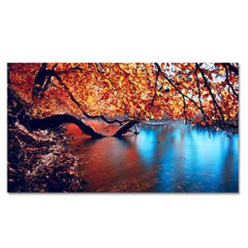 Affiche et impressions paysage moderne lac forêt rouge rideau arbre 30x60