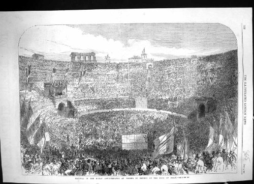 original old antique victorian print Copie Antique du Roi 1866 Romain de Vérone d'Amphithéâtre de Festival Italie original old antique victorian print Copie Antique du Roi 1866 Romain de Vérone d'Amphithéâtre de Festival Italie