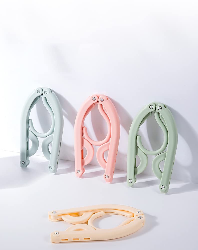 12 Grucce Portatili Pieghevoli In Plastica, Set Da 4 Colori (rosa, Blu, Verde, Beige). Ideali Per Viaggi, Campeggio E Asciugatura. Misura Aperta 42x19,5cm.
