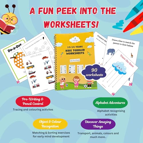 Image of AmbitionKids - Preschool (2.5 - 3.5 yr) Toddler Worksheets - 90 Pages of Fun Activities to Build Early Writing, Math, and Cognitive Skills