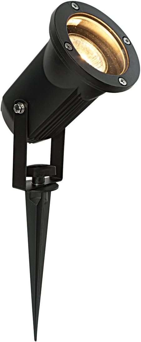 OPAZ Modern GU10 Outdoor Garden LED Compatible Spike Ground Mount or Wall Light IP65 Matt Black