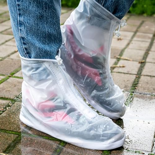 2 Paar Wasserdicht Schuhüberzieher Wasserdichte Überschuhe mit Reißverschluss Wiederverwendbare Regenüberschuhe Rutschfeste Regen Schuhüberzüge Für Regen, Schneetag, Schlammige Straßen (XL)
