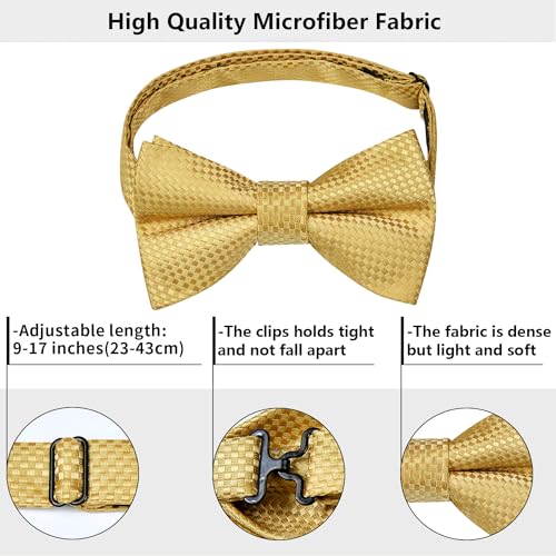 Image of HISDERN Bow Ties for Men Pre-Tied Bow Tie Floral Paisley Handkerchief Classic Formal Bowtie and Pocket Square Cufflinks Set