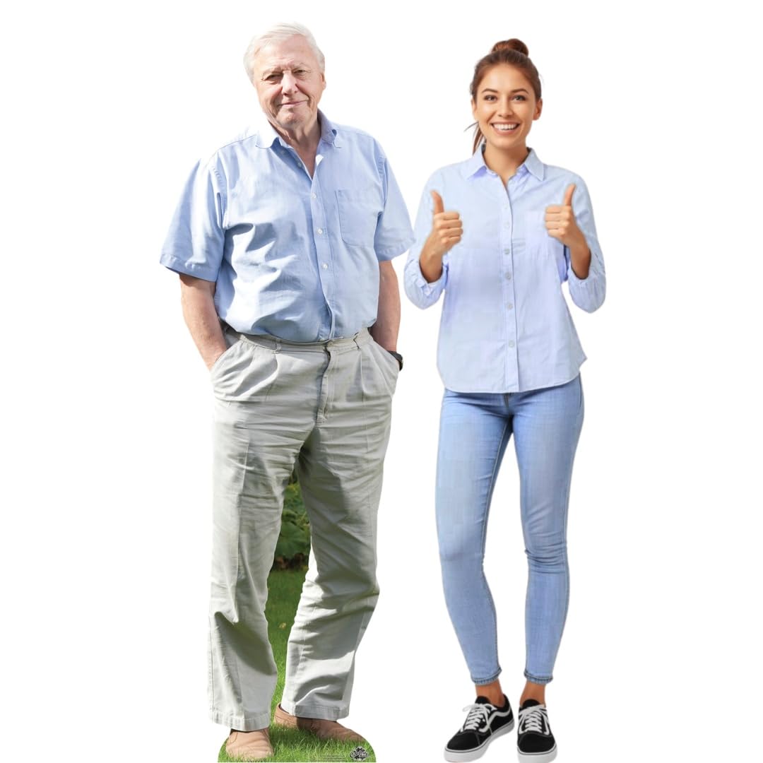 Star Cutouts Ltd CS774 David Attenborough Lifesized Cardboard Cutout with Free Table Top Height 178cm, Multicolour