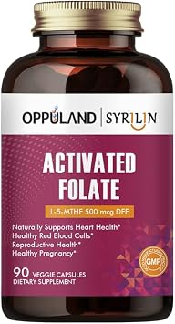 Activated Folate-L 5-MTHF DFE Supplement - Methylfolate B9 MTHF with Vitamin B12, CoQ10, Red Raspberry - Methylated L-Methylfolate for Men and Women - 500 mcg - 90 Veggie Capsules