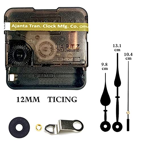 Image of QEWINOX Combo of Ajanta Mfg. Battery Operated Plastic Ticking Wall Clock Movement Machine with Hands (Made in India 100%) (Black 9)