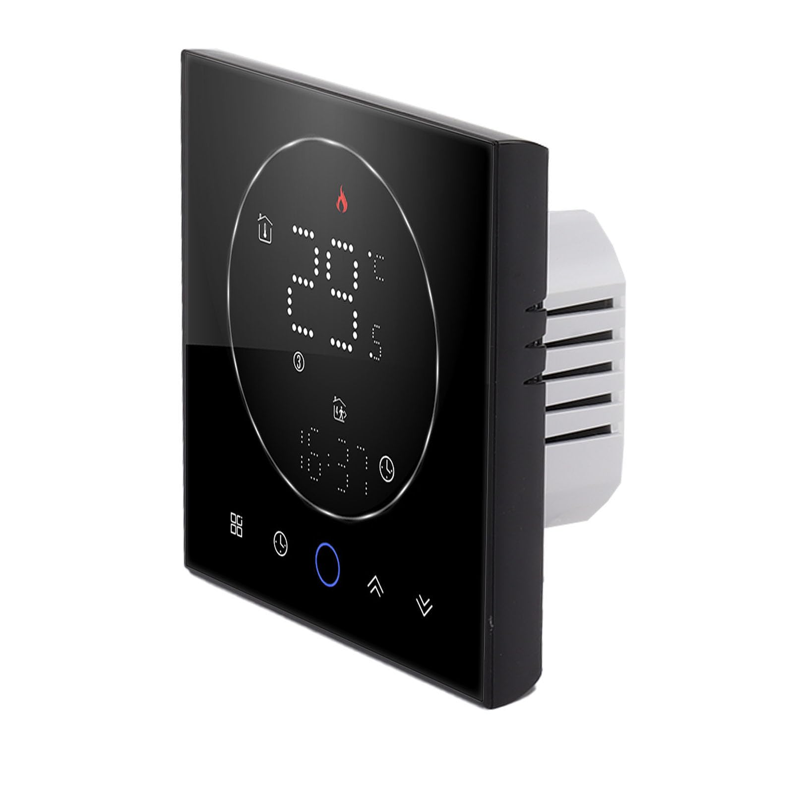 GLOGLOW Inteligentny Termostat Bezprzewodowy Programowalny Termostat na 7 Dni Harmonogram Tygodniowy 6 Okresów Programowalnych z Matrycowym Oświetleniem LED do Ogrzewania Domu (BLACK)