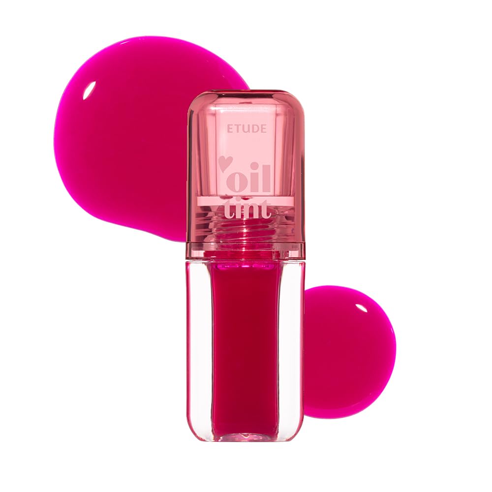 Etude Dear Darling Lip Oil Tint | Juicy, Moisture- Rich Formula | Shade 03-Neon Pink, 4.2ml