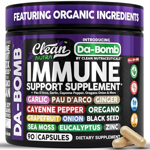Organic Immune Support Supplement – Garlic Cayenne Oregano Zinc Vitamin C D