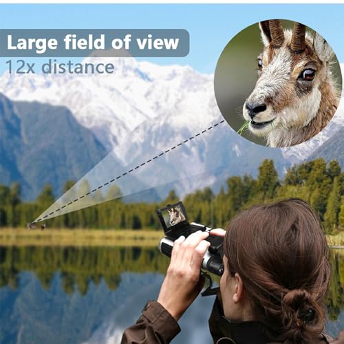 Cuifati Lornetka 12x32 z wbudowaną kamerą, 2,4-calowy Wyświetlacz 8X Zoom 2.5K 48MP Video Photo Recorder Lornetka do Obserwacji Ptaków Hunt Outdoor Adventures