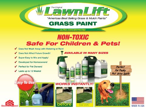 Lawnlift Grass Painting Kit- Includes Professional 1 Gallon Sprayer & 64Oz. (Gren) Ultra Concentrated Grass Paint Bottle = Up To 5 Gallons Usable Product & Covers *Up To 2000 Sq Ft. *Coverage Depends #TOP4