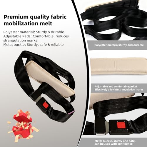 Image of Mobilization Belt 2026 New with Adjustable Thick Cushioning Pad - Premium Mobilization Belt Physical Therapy, Designed for Physical Therapist Rehabilitation Therapy, Stretching (Black)
