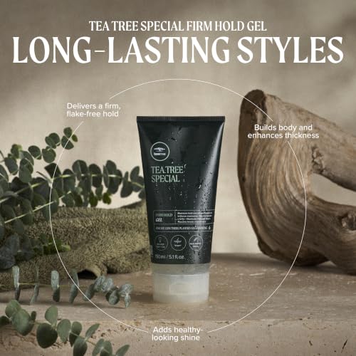 Tea Tree Firm Hold Gel, Hair Gel, Maximum Hold, High-Shine Finish, For All Hair Types Detail
